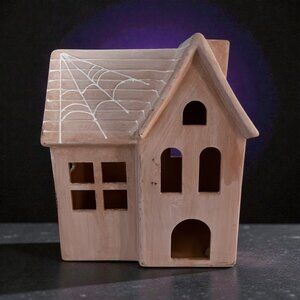 Hyde & EEK! Boutique Terra Cotta Haunted House Halloween Decor Candle Luminary
